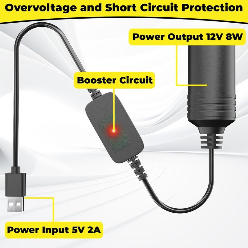 BFXM USB to Cigarette Lighter Adapter, 10W USB Male to 12V Cigarette Lighter Socket Cable, for Dash Cam, Radar Detector, Car Fan, Electronic GPS, Led Light - Image 5